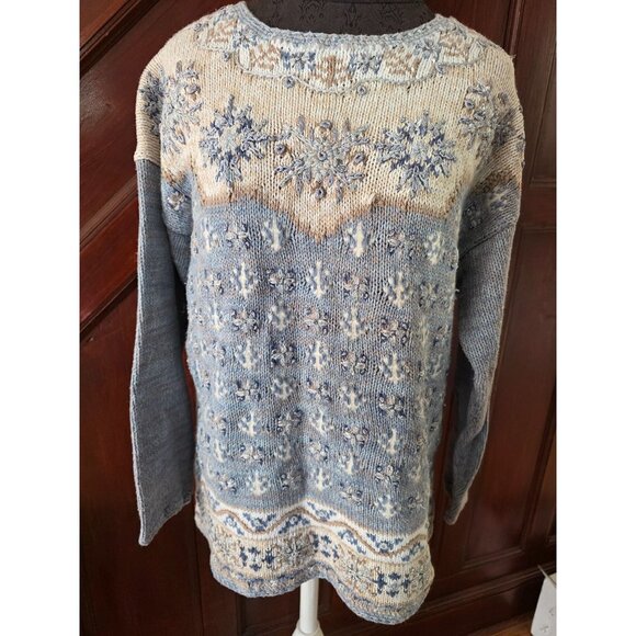 Vintage Heirloom Collectibles Snowflake Patterned Knit Sweater Womens Size L - Picture 1 of 5